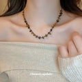 Tiger Eye Chip Bead Necklace Brown Cord Gold Clasp view 3