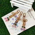 Gold Bow Cherry Bead Keychains Lobster Clasp Five Colors view 2