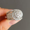 Gold and White Gold Tone Full Pave Round Cluster Ring 6-10 view 3