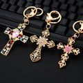 Mixed Jeweled Cross Keychains in Four Designs with Braided Loop Options view 2
