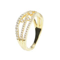 Gold Tone Star and Crescent Openwork Clear Crystal Ring view 5