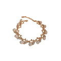 Gold Pearl Leaf Vine Necklace Matching Drop Earring Set view 5