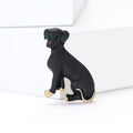 Enamel Sitting Dog Brooch in Black or White with Gold Tone Trim view 3