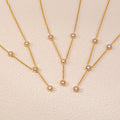 Gold Y Lariat Necklace Round Rhinestone Halo Stations view 4