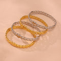 Geometric Link Heart Clasp Bangles Gold And Steel Tone view 3