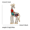 Gold Tone Coffee Multicolor Rhinestone Giraffe Brooch Pins view 5