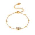 Gold Butterfly Bracelet Mother Of Pearl Wings Ball Chain view 5