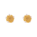 Gold Mesh Flower Pearl Look Border Small Stud Earrings view 5
