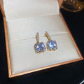 Square Crystal Drop Earrings in White and Pale Green Options view 6