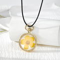 Gold Tone Round Pressed Flower Pendant Necklaces in Six Designs view 5