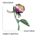 Purple Enamel Tulip Brooch with Green Stem and Crystals view 5