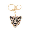Rhinestone Leopard Head Keychain Metal Animal Bag Charm view 5