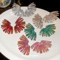 Radiating Crystal Fan Stud Earrings in Silver or Gold Tone view 2