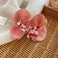 Double Orchid Pearl Like Duckbill Hair Clip In Green Red Yellow Or Blue view 7