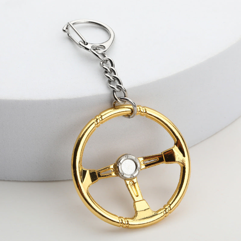 Racing Steering Wheel Metal Keychain, Creative Auto Model Charm
