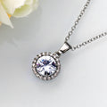Silver Tone Round Clear Stone Halo Pendant Necklace view 2