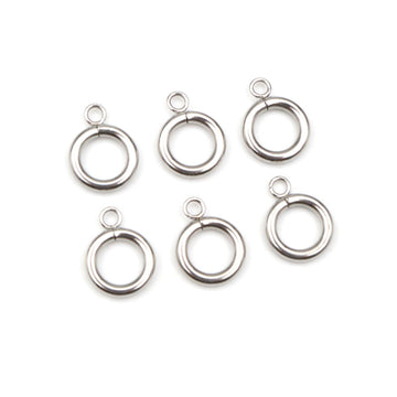 Polished Silver Tone Thick Round Ring Connector Charms
