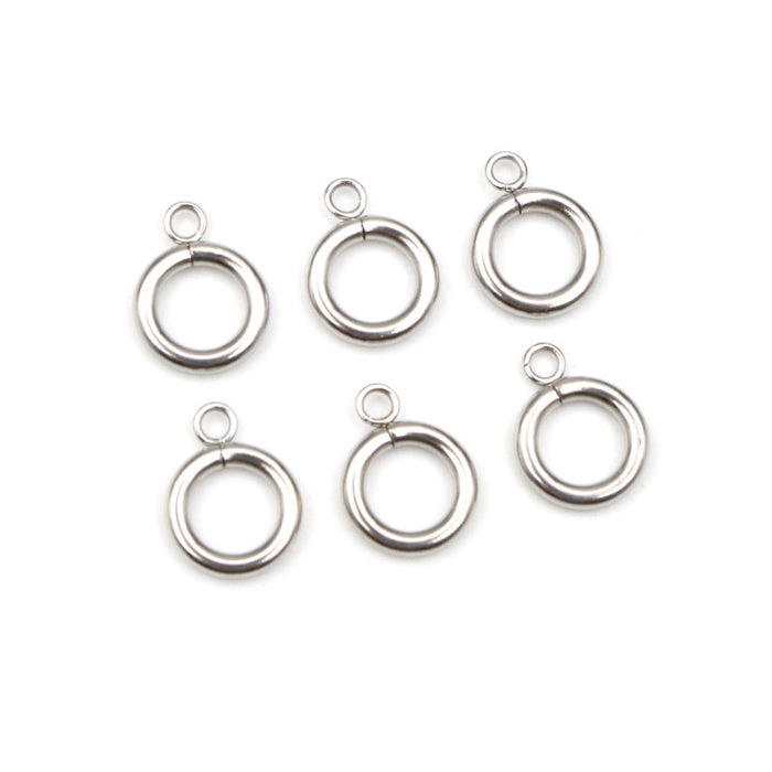 Polished Silver Tone Thick Round Ring Connector Charms
