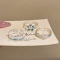 Silver Blue Enamel Open Rings Flower Lace Cross Styles view 2