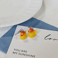 Yellow Duck Pumpkin Hat Fishhook Drop Earrings Pair view 3