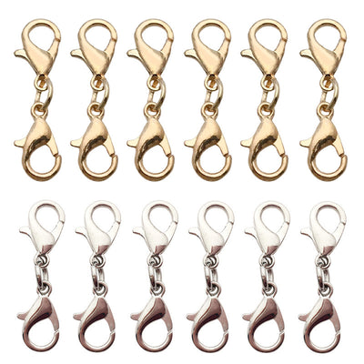 Gold-tone lobster clasp jewelry findings pictured with visible surface details