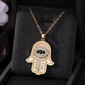 Gold and Silver Tone Crystal Hamsa and Heart Evil Eye Necklaces view 8