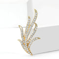 Narcissus Leaf Rhinestone Brooch Gold or Silver Pin view 4
