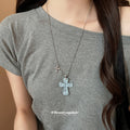 Translucent Cross Pendant Necklaces in Blue and White view 3