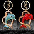 Crystal Dolphin Heart Keychains in Three Colors plus Assorted Option view 1