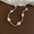 Gold Tone Irregular Pearl Beaded Strand Necklace Fashion Jewelry view 6