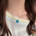 Delicate Chain Flower Pendant Necklaces In Six Colors view 4