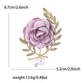 Fabric Rose Brooch Crystal Leaf Branch Pearl Five Colors view 9