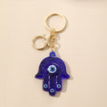 Resin Hamsa Evil Eye Keychains Gold Clasp Sky Deep Blue view 3