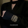 Gold Tone Wide Multirow Chain Pattern Open Cuff Bracelet view 3