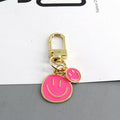 Gold Tone Double Smiley Face Charm Clip Keychains in Six Colors view 7
