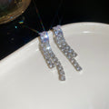 Silver Rhinestone Fringe Necklace Dual Strand Drop Earrings view 6
