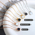 Square Shell And Black Acrylic Pendant Necklace Multi view 2