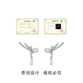 Silver Tone Clear Stone Rope Knot Bow And Teardrop Stud Earrings view 3