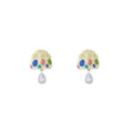 Multicolor Paint Palette Clear Teardrop Stud Earrings view 5