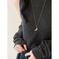 Textured Crescent Moon Pendant Lariat Necklaces in Gold or Silver view 6