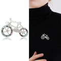 Pearl and Crystal Bicycle Brooch in Gold or Silver Tone view 2