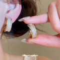Wide Crystal Pave Ear Cuffs with Layered Curved Bands view 4