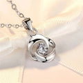 Silver Interlock Swirl CZ Pendant Necklace Cable Chain view 1