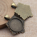 Ornate Floral Edge Round Cabochon Tray Metal Pendants view 4