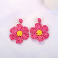 Woven Raffia Look Daisy Statement Earrings in Six Colors view 11
