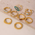Stainless Steel Fashion Ring Collection Dome Wave Eye Enamel Styles view 4