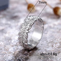 Wheat Leaf Engraved Wide Band Ring In Three Metal Tones view 5