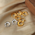 Polished Geometric Heart Hoop Earrings Gold And Steel Tones view 2