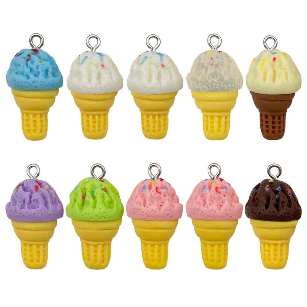 15x28mm Resin Ice Cream Charm Pendant for Bracelet Necklace Keychain DIY Jewelry
