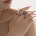 Crown Side-Open Zircon Statement Rings Gold Steel Multicolor view 3